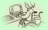 パソコンをする車いすの女性